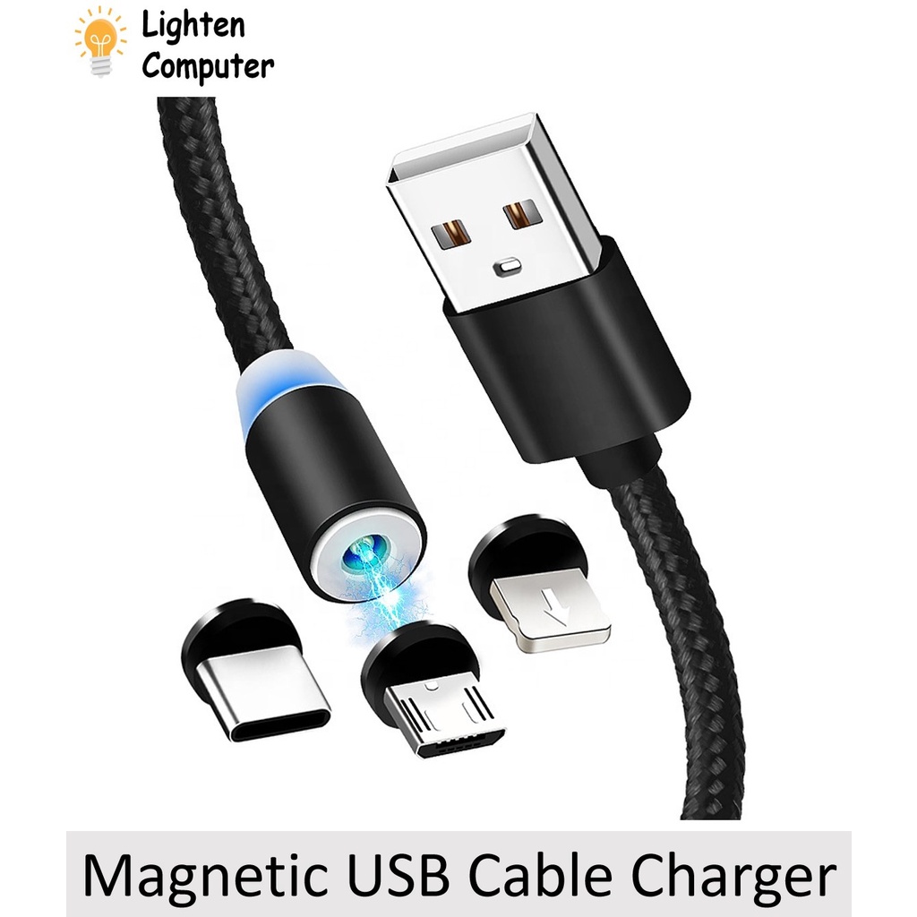 เครื่องชาร์จสาย LED Magnet Magnetic IOS / Micro USB Cable Charger