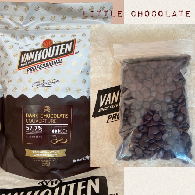 *แบ่งขาย* Van Houten 57.7% Dark Chocolate Couverture แวนฮูวเตน ดาร์คช็อคโกแลต 57.7%