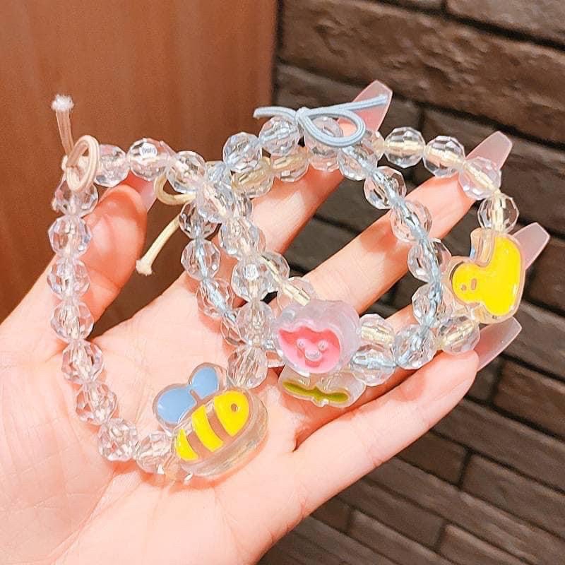 ยางรัดผมการ์ตูน คริสตัล หรือใส่เป็นกำไลข้อมือได้ด้วย ยางรัดผมน่ารักๆ
