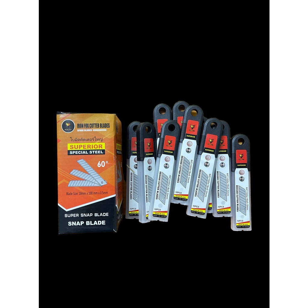 ( 1กล่อง/10หลอด ) ใบมีดคัตเตอร์ใหญ่ IRONFOX 60องศา NO.L-150