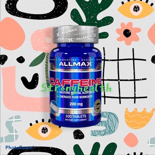 Allmax คาเฟอีน 200 มก เพิ่มพลังงาน แก้ง่วง Caffeine 200 mg กระปุก 100 เม็ด และ กระปุก 200 เม็ด