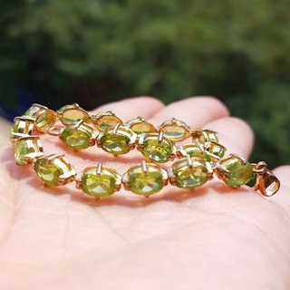 #17cm #สร้อยข้อมือเพอริดอทแท้ #Natural Peridot Bracelet #เงินแท้92.5