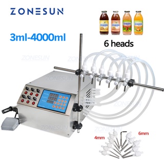 Zonesun เครื่องปั๊มไดอะแฟรมไฟฟ้าดิจิทัล 6 หัว 3-4000 มล. สําหรับน้ําผลไม้ น้ําผลไม้ น้ํามัน นม ZS-YTDP6