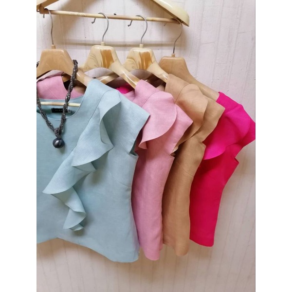 เสื้อลินินแท้100% เสื้อลินินparistaแขนล้ำ