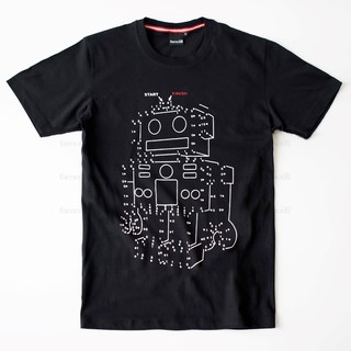 Robot (หุ่นยนต์) เสื้อยืดคอกลมคุณภาพดี ลายสกรีนมือ ออกแบบตามใจพ่อค้า