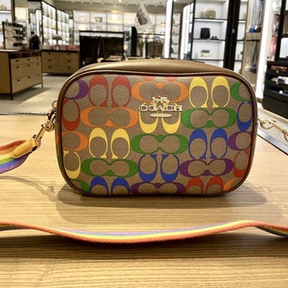 ของแท้100% พร้อมส่งที่ไทย Coach Jamie Camera Bag In Rainbow Signature Canvas CA175