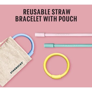 Starbucks  Reusable Straw bracelet with pouch หลอดซิลิโคน