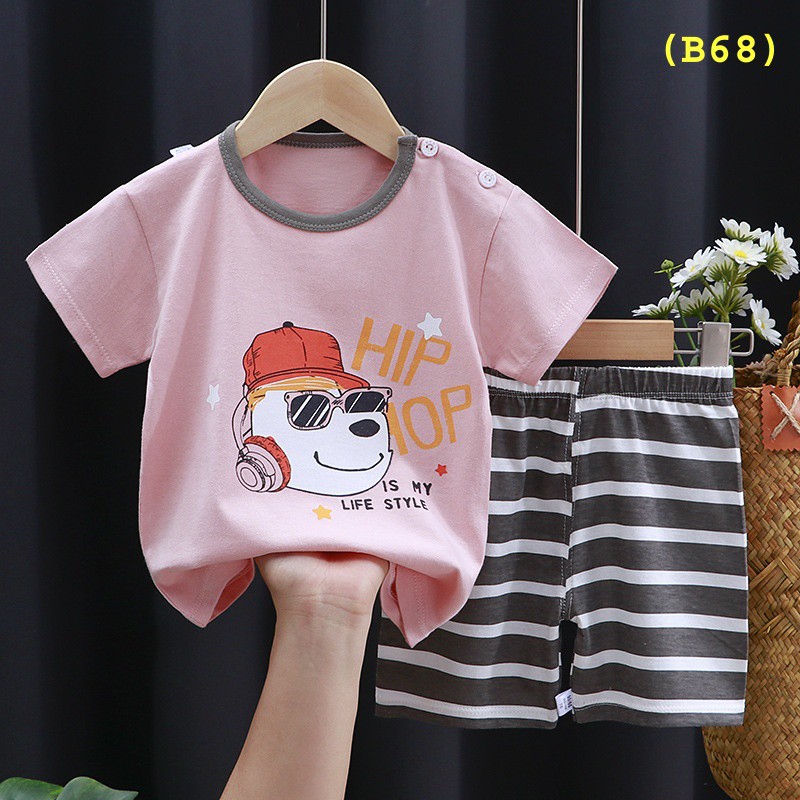 ชุดเซ็ตเด็ก 2 ชิ้น เสื้อแขนสั้น+กางเกงขาสั้น เสื้อผ้าเด็กลายการ์ตูนน่ารัก ผ้าคอตตอน ใส่สบาย (มีของพร้อมส่งในไทย)