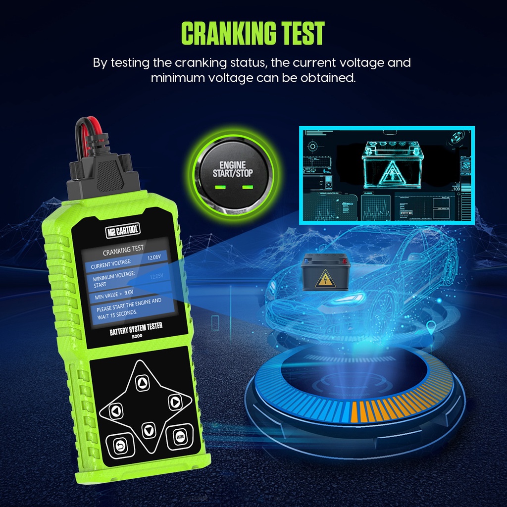 เมนูภาษาไทย MRCARTOOL B200 เครื่องทดสอบแบตเตอรี่รถยนต์ 12 V/24 V Battery Tester ยานยนต์ Cranking Analyzer ชาร์จรถ Cricut โหลดเครื่องมือรถจักรยานยนต์รับประกัน 2 ปี เครื่องวัดแบตเตอรี่ PK AUTOOL BT460