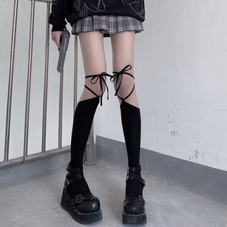 Japanese Cross Straps Knee High Socks Female Stockings Lolita Kawaii Cotton Bottoming Thigh High Socks Harajuku носки женские