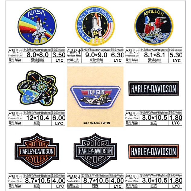 รถจักรยานยนต์ฮาร์เลย์พื้นที่รอบตรานักบินเครื่องบินทิ้งระเบิดแจ็คเก็ตรถจักรยานยนต์หนังเสื้อผ้าเย็บปักถักร้อยผ้าสติกเกอร์เสื้อผ้าตราปลอกแขนกางเกงแพทช์ แอพพลิเคชั่น ด้วยกาวสามารถรีดสามารถมือ-เ