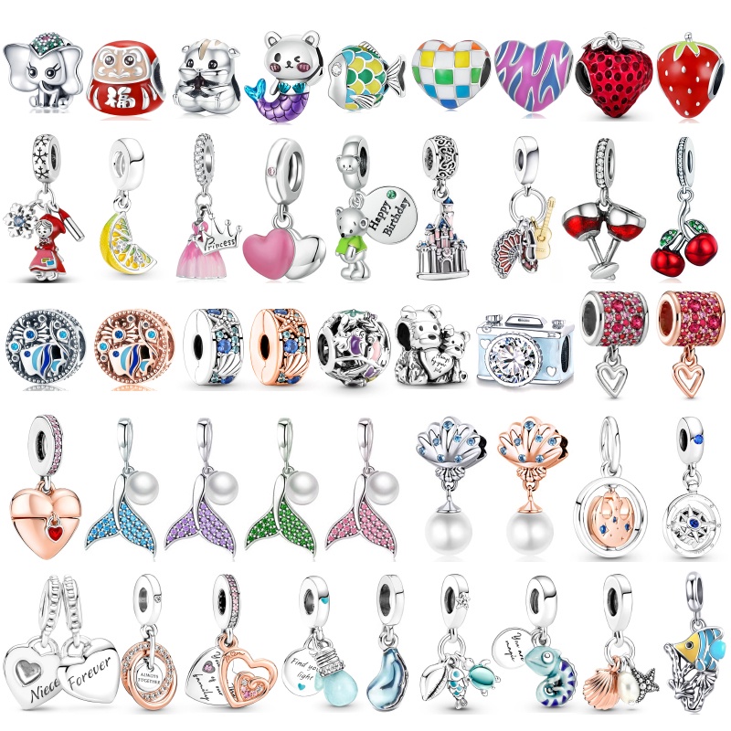 Dinglly สัตว์ทะเลปลา Charm สีเงินปลาดาวเชลล์ลูกปัดหัวใจหมีจี้ Fit DIY Beacelets Handmade อุปกรณ์เสริม