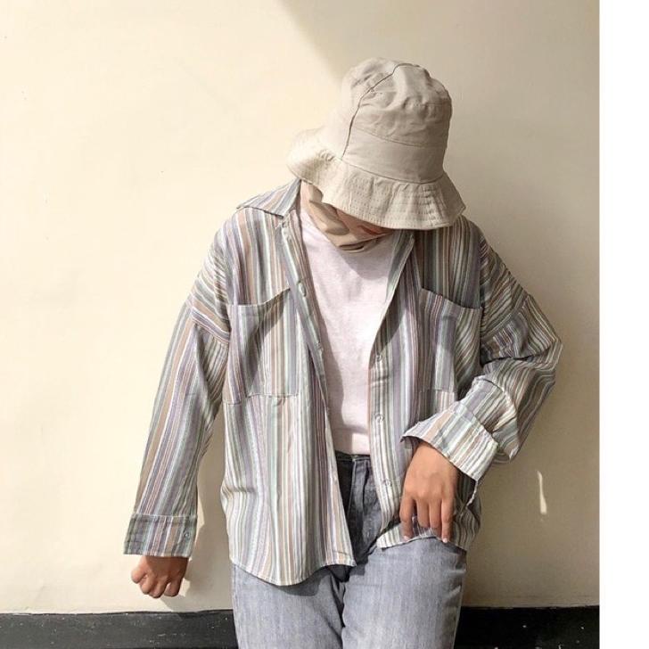 Kemeja Colourful CANDY STRIP SHIRT / SALUR SHIRT @bby_me