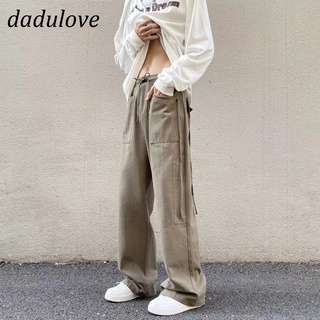 DaDulove💕 The New Trendy Brand Ins Wind Multi-pocket Overalls Straight-leg Loose Casual Pants Drawstring Wide-leg Pants