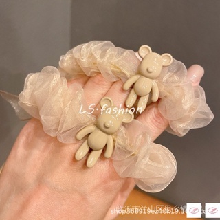 Organza ยางรัดผม ลดอายุ หมี Scrunchy ยางรัดผม โบว์ เด็กผู้หญิง ยางรัดผม ยางรัดผม หญิง