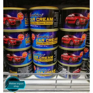 Karshine Car Cream Silicone Wax Cleams Protects คาร์ชายน์ ครีม ดูแลปกป้องสีรถ ให้เงางาม ลบรอยขนแมว ขจัดคราบยางมะตอย100g.