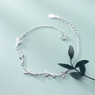 MeeningBrand ❥ สร้อยข้อมือเงิน LITTLE LEAF DIAMOND [01-0091]