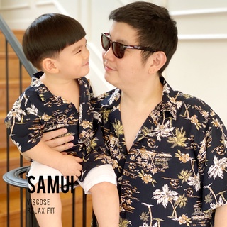 Shirtoria Kids+Dad -Samui เสื้อเชิ้ตผู้ชาย เสื้อเชิ้ตผู้ชายแขนสั้น เสื้อเชิ้ตฮาวาย NonIron ไม่ต้องรีด