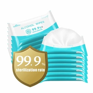 ทิชชู่ Alcohol wipes ทิชชู่แอลกฮอล์75% ทิชชู่เปียก พกพาง่ายไม่ระคายเคืองผิว 10แผ่น-50แผ่น 99.99%