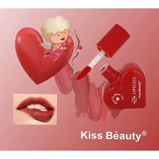 NO-70438-03  ลิปกลอส รูปหัวใจ LIP GLOSS Nice To Meet You Kiss Beauty  ลิควิดลิปกลอสเนื้อบางเบาไม่ติดถ้วยไม่มันเยิ้ม📍📍🏝