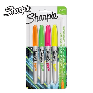 Sharpie Marker ปากกาเคมี ปากกา Permanent ชาร์ปี้ Fine 1.0 mm - แพ็ค 4 สี Neon