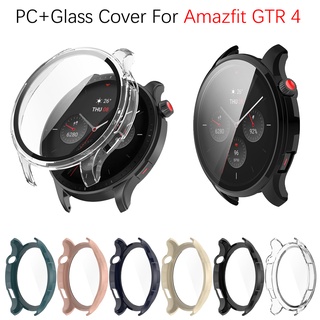 เคส PC ป้องกันเต็มจอ พร้อมกระจกนิรภัย สําหรับ Huami Amazfit GTR 4 watch Cover