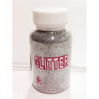 Hi-pro Glitter p.v.c กากเพชร สีสวยสด สีเงิน ขนาด 100 กรัม (6019610310731)