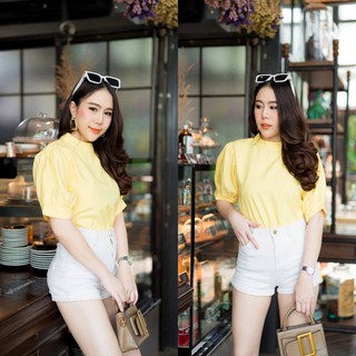 RTUM001 สีฟ้าวันแม่มีค่ะ เสื้อแขนตุ๊กตา ทรงคอเต่า งานสวยมาก หรู มีราคา