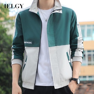 Ielgy เสื้อแจ็กเก็ต แขนยาว คอปก ทรงหลวม มีซิป สําหรับผู้ชาย