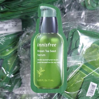 แพ็คเกจใหม่ ผลิตปี2021 ไม่จำกัดซอง พร้อมส่ง/แท้  Innisfree The Green Tea Seed Serum tester 1ml