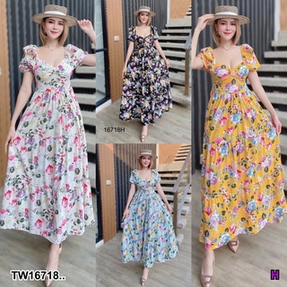 MF16718  เดรส แขนสั้น กระโปรงแต่งระบาย ใส่ยางเอวและมีโบว์ผูกด้านหลัง ผ้าไหมเกาหลีค่ะ สายถ่ายรูปต้องมีแล้ว ของมันต้องมี ช