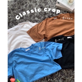 KRS02🌷 Classic Crop เสื้อครอปสีพื้น ผ้าคอตตอน 💕