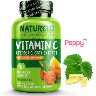 NATURELO Vitamin C Acerola Cherry Extract with Citrus Bioflavonoids 90 Time Release Capsules วิตามินซี 90 เม็ด