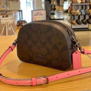 พร้อมส่ง แท้ 🇺🇸💯% New Coach h ใบเล็ก รุ่น MINI SERENA CROSSBODY IN SIGNATURE CANVAS (COACH 2628) QB/BROWN PINK LEMONADE