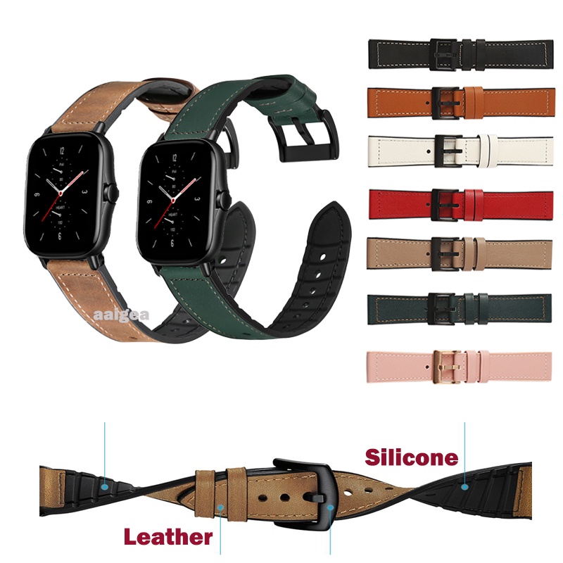 สายนาฬิกาข้อมือหนัง ซิลิโคน แฟชั่น สําหรับ Huami Amazfit GTS2 mini 2e GTS3 GTS 4/Bip 3 Pro Lite S U 