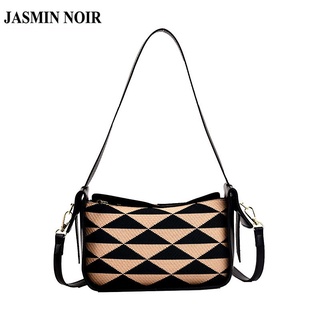 Jasmin NOIR กระเป๋าสะพายไหล่ กระเป๋าถือ ลายสก๊อต เรียบง่าย สําหรับสตรี