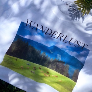 Wanderlust พร้อมส่ง ถูกและดี❗️ เสื้อยืด เสื้อสีขาว เสื้อยืดโอเวอร์ไซส์ เสื้อสไตล์เกาหลี