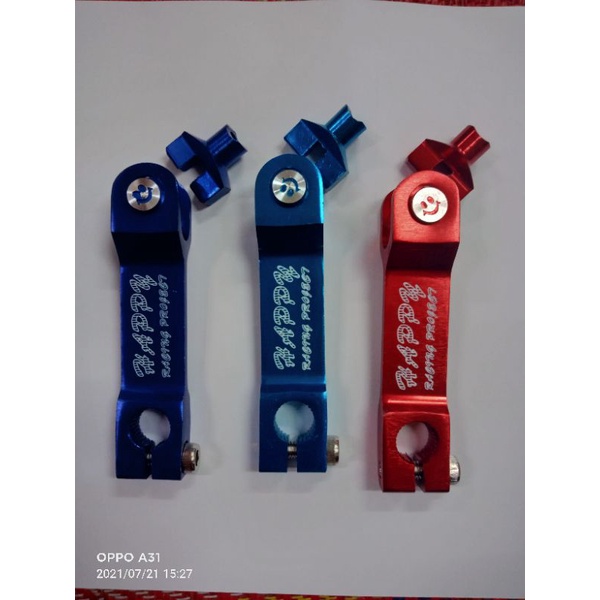 มือลิงบางสีฟ้า/สีน้ำเงิน/สีแดง อะลูมิเนียม ไดร์สี ใส่เวฟ/ดรีม ใส่เบรคหน้าดั้มได้ หลังได้