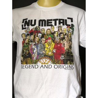 เสื้อยืดสีขาวเสื้อวงนำเข้า Nu Metal KORN Limp Bizkit Linkin Park Slipknot Coal Chamber Hiphop Punk Rock Rap Old School V