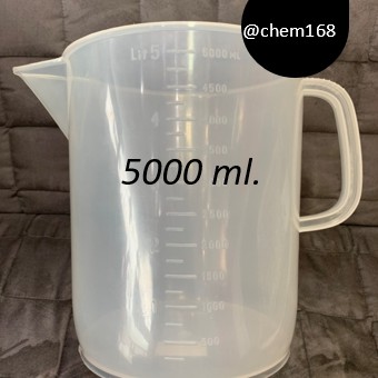 Beaker PP มีหูจับ บีกเกอร์พลาสติก/ถ้วยตวง  5000 ml. เนื้อหนามาก เกรดนำเข้า