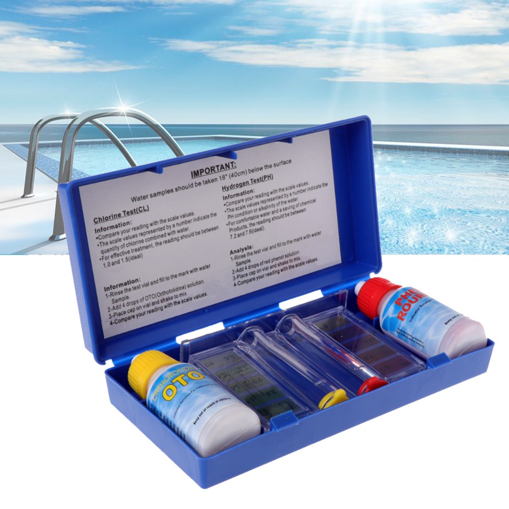 guest checking hotel pool water quality with a test kit
