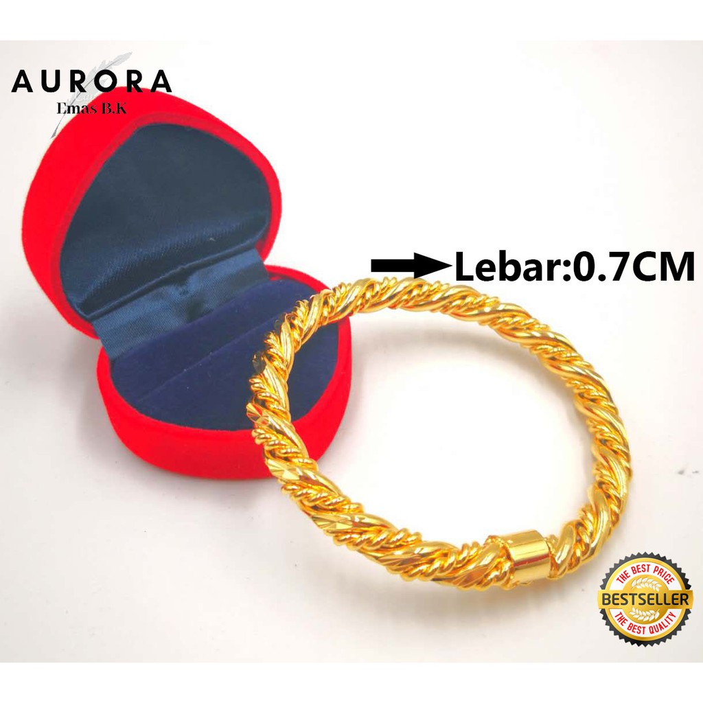 COP 916 Gelang Tangan กําไลข้อมือ Bubut (Lebar 0.7/0.75 ซม.) Emas Korea Gold999.9 ชุบ Braclets KGTQc