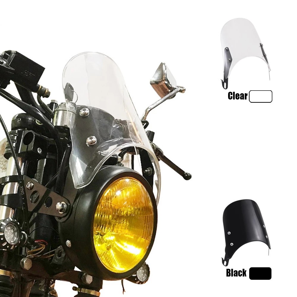 5-7 นิ้วรถจักรยานยนต์ Retro Cafe Racer ไฟหน้าเครื่องมือกระจก Visor Fit สําหรับ Honda Yamaha XJR 1300 Suzuki GSX 1400 Royal