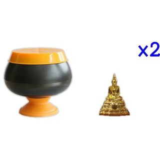 SANGKAPANTHELIONตราสิงโต บาตรกลางดำ+ปางสะดุ้งมารx2(Gold)