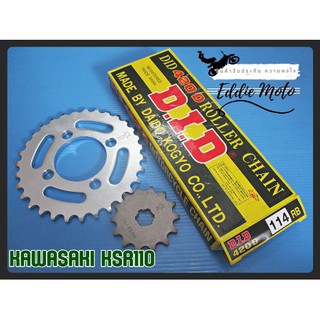 KAWASAKI KSR110 (14T) FRONT &amp; (31T) REAR SPROCKET &amp; "D.I.D." DRIVE CHAIN (420D-114RB) // สเตอร์หน้า สเตอร์หลัง พร้อมโซ่