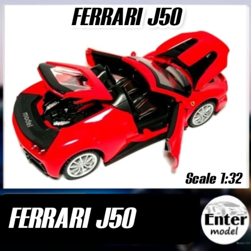 โมเดลรถ​เหล็ก​ โมเดลรถ​สปอร์ต​ รถโมเดล​ เฟอร์รารี่​ Ferrari​ J50 สเกล​ 1/32 ยาว 15cm เปิด​ได้​หลาย​ส