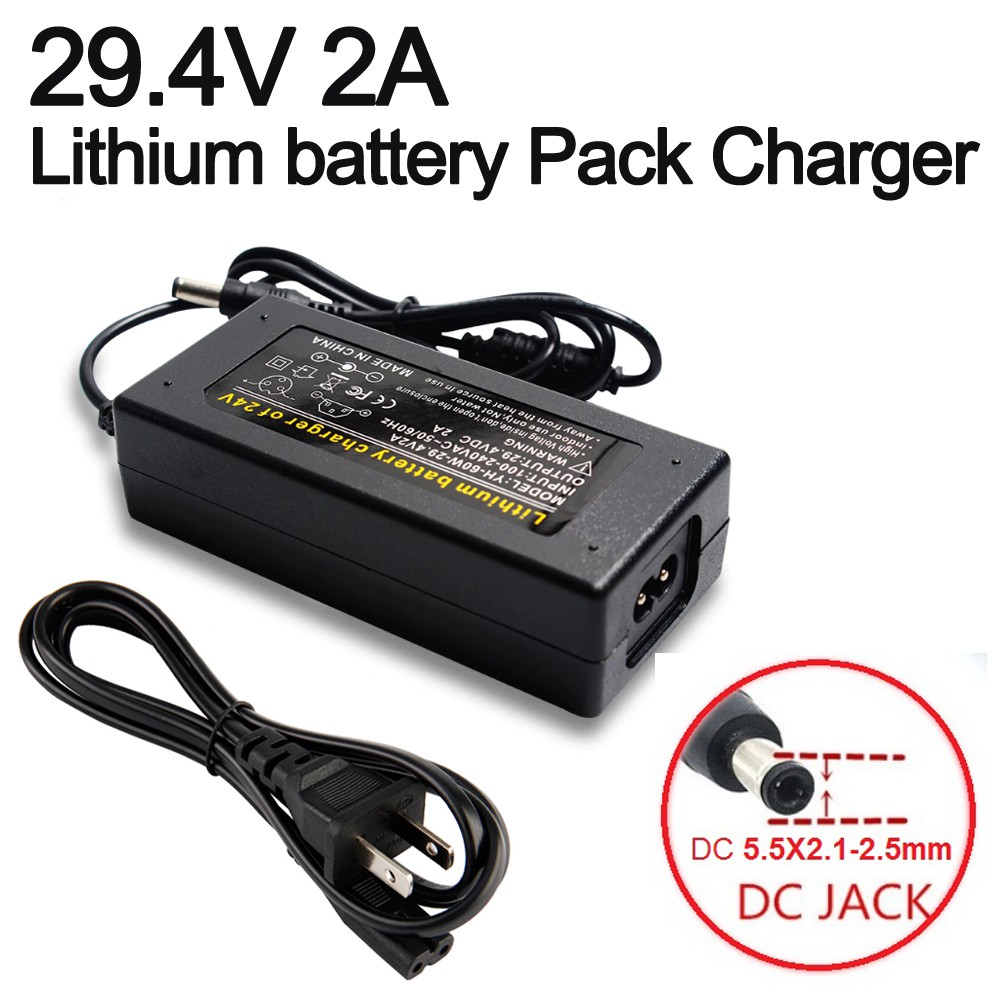1PC Intelligent 29.4V 2A Lithium battery Pack Charger Electric Bike US Plug Connector Automatic Powe