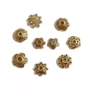 ปลอกปิดท้ายลายดอกไม้สีทอง 50 ชิ้น สำหรับ DIY อุปกรณ์เครื่องประดับและงานเย็บปักถักร้อย