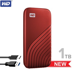 WD My Passport SSD 1TB ฮาร์ดดิสก์แบบพกพา Type-C, USB 3.0 (WDBAGF0010BRD-WESN) Red สีแดง อ่าน1050MB/s ประกันSynnex 5ปี