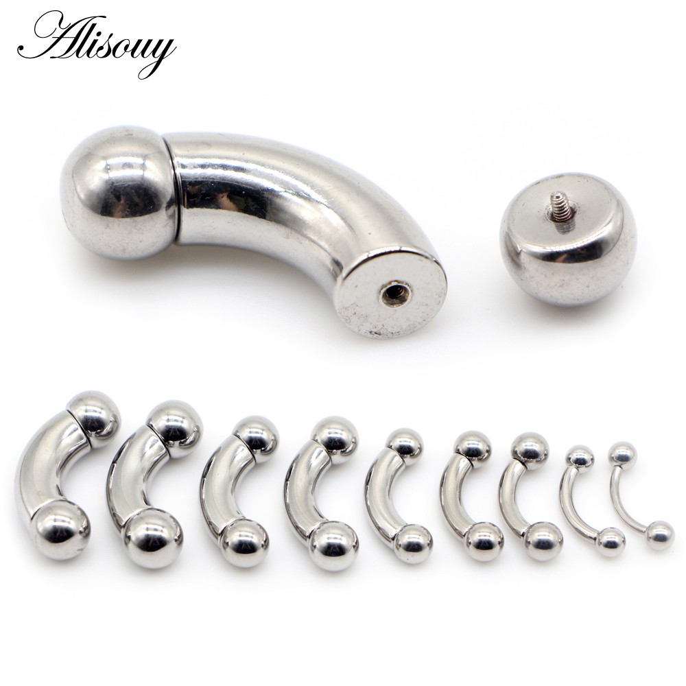 Alisouy แหวนสแตนเลสขนาดใหญ่ แบบโค้ง สำหรับจมูกและนipples อุปกรณ์เจาะ Tragus และ Eyebrow bar